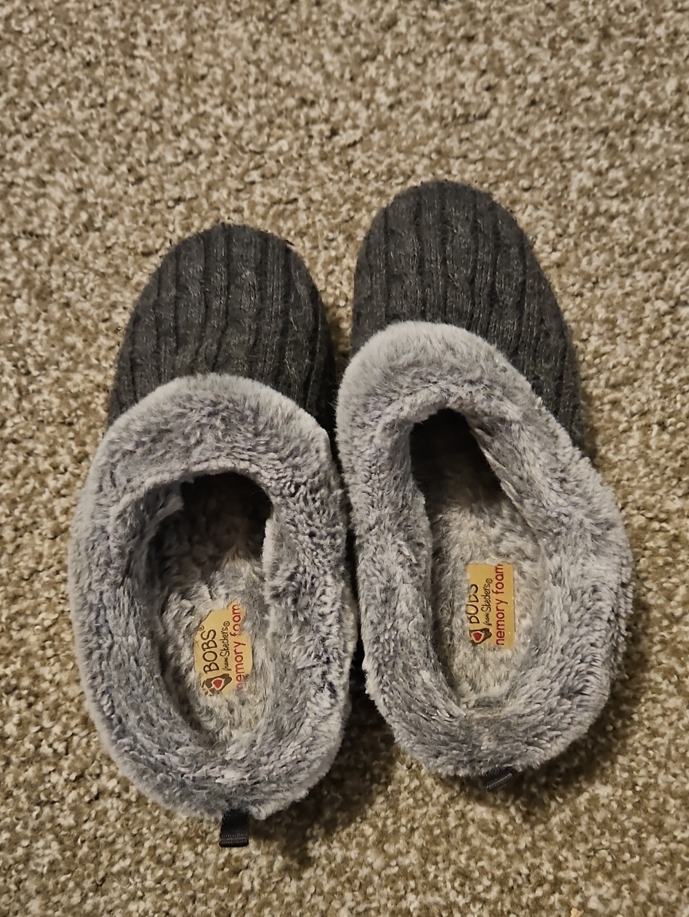 BOBS from Skechers Plush Gray Fuzzy Slippers